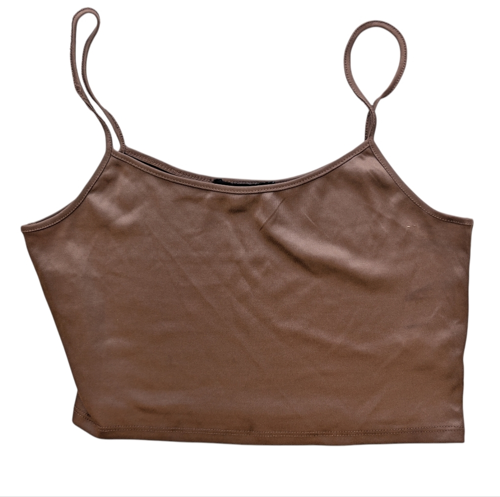 Spaghetti Strap Crop Top Brown Women's Medium